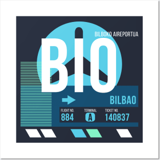 Bilbao (BIO) Spain Airport // Sunset Baggage Tag Posters and Art